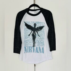 Vintage Nirvana In Utero Snow Raglan Tshirt unisex small